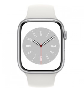 Apple watch series 8, smart watch (silver, 45 mm, sports bracelet, aluminum case, lte)