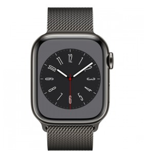 Apple watch series 8, ceas inteligent (grafit, 41 mm, brățară milaneză, carcasă din oțel inoxidabil, lte)