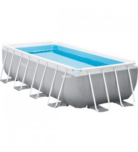 Set piscina intex frame prism quadra 300 x 175 x 80 cm, piscina (gri deschis/albastru, sistem de filtrare cu cartuș eco 604g)