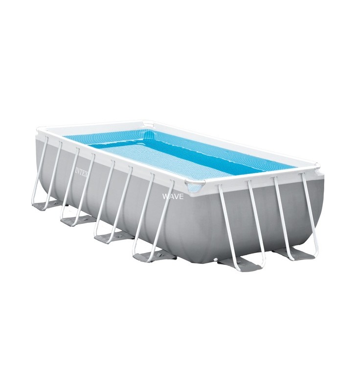 Set piscina intex frame prism quadra 300 x 175 x 80 cm, piscina (gri deschis/albastru, sistem de filtrare cu cartuș eco 604g)