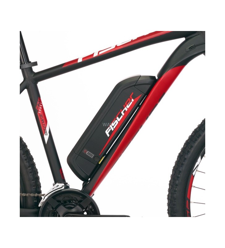 Bicicleta fischer montis em1726 (2022), pedelec (negru (mat)/roșu, cadru de 48 cm, 27,5")