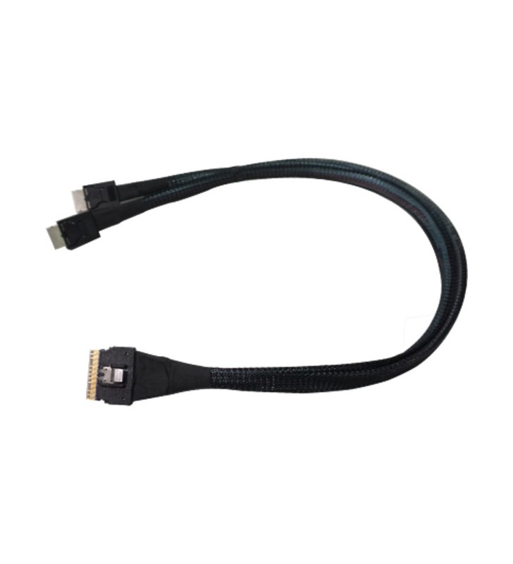 HighPoint SFF-8654 2x cablu NVMe SFF-8611 8654-8611-205 (negru, 50 cm)