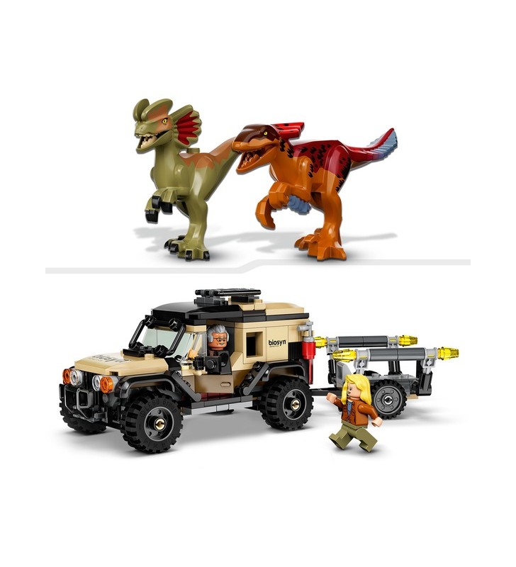 Jucărie de construcție lego 76951 jurassic world pyroraptor și dilophosaurus