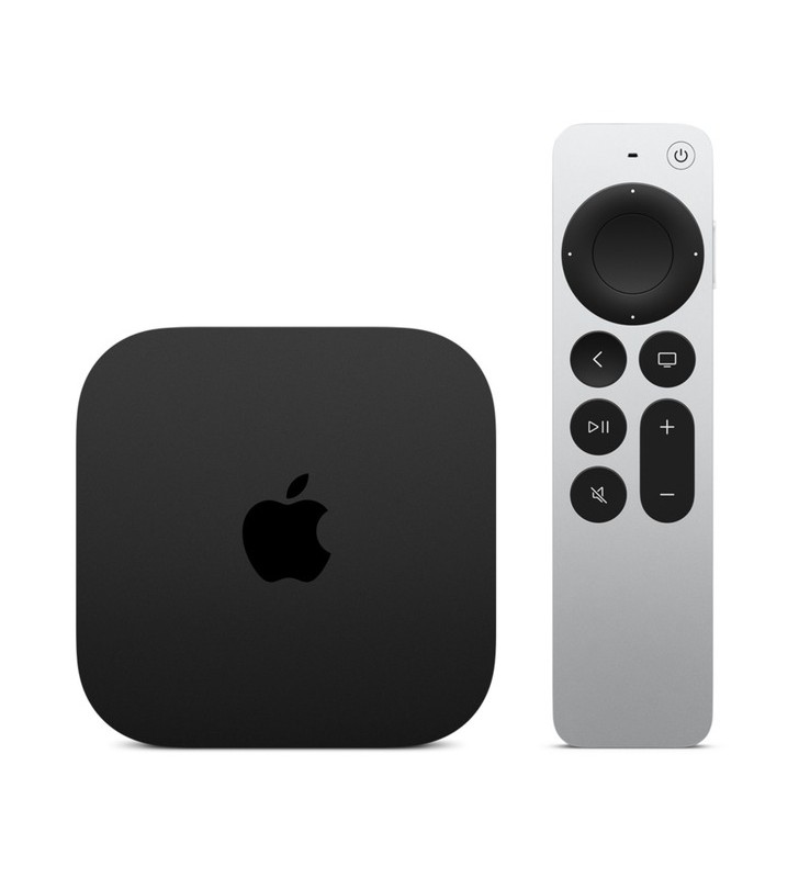 Apple tv 4k (a treia generație), client de streaming (negru, 64 gb)