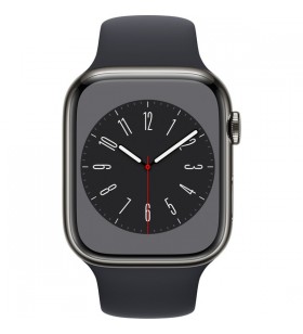 Apple watch series 8, ceas inteligent (grafit, 45 mm, brățară sport, carcasă din oțel inoxidabil, lte)