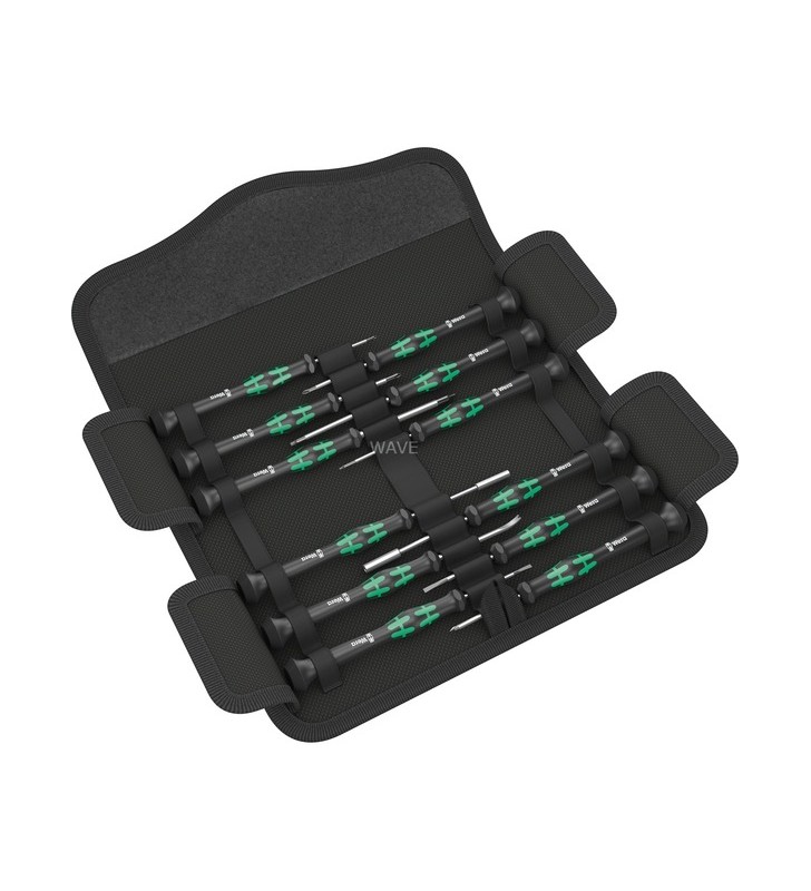 Set de șurubelnițe pentru electronice wera kraftform kompakt micro 12 esd 1 (negru/verde, 12 bucăți)