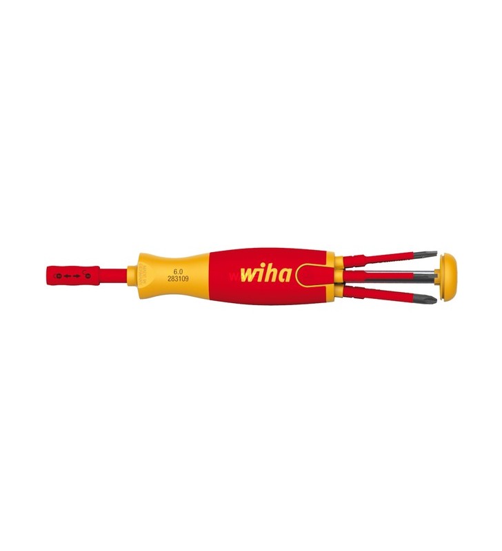 Șurubelniță wiha cu magazie de biți liftup electric (roșu/galben, 7 părți)