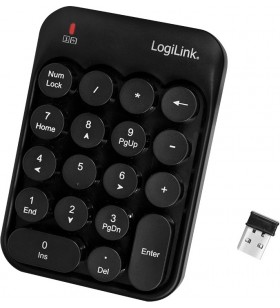 Numeric keypad logilink, 18 taste, usb, wireless, pana la 10m, baterie 1xaaa, compact size, "id0173" (include timbru verde 0.5