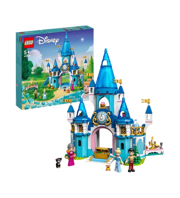 Lego 43206 jucărie de construcție castelul cenușăresei prințesei disney (cu 3 mini păpuși, inclusiv prințesa cenușăreasa)