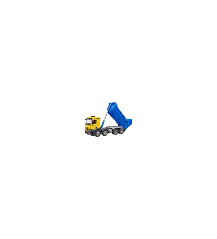 Bruder mb arocs halfpipe autobasculante, model de vehicul (albastru galben)