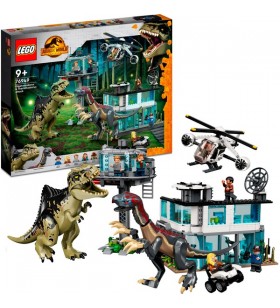 Jucărie de construcție de atac lego 76949 jurassic world giganotosaurus și therizinosaurus