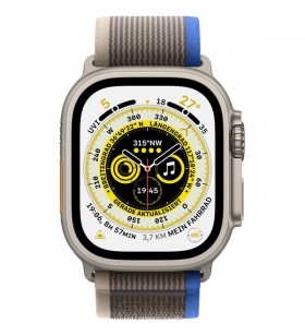 Apple watch ultra, ceas inteligent (albastru/gri, 49 mm, trail loop, carcasă din titan, celular)