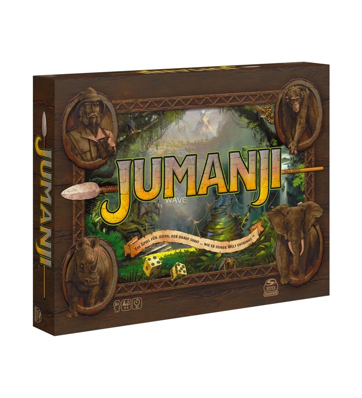 Spin master jumanji - reediție germană, joc de masă (jocul de familie plin de acțiune pentru 2-4 aventurieri curajoși cu vârsta peste 8 ani)