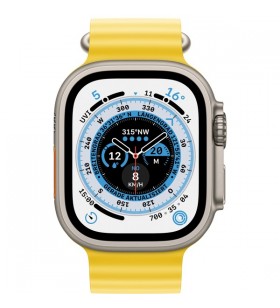 Apple watch ultra, ceas inteligent (galben, 49 mm, brățară ocean, carcasă din titan, celulară)