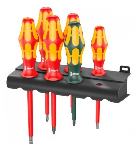 Set de șurubelnițe wera 160 i/168 i/6 kraftform plus series 100 + rack (roșu/galben, 6 părți, cu vârf laser)