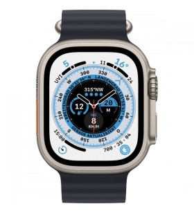 Apple watch ultra, ceas inteligent (albastru miezul nopții, 49 mm, brățară ocean, carcasă din titan, celular)