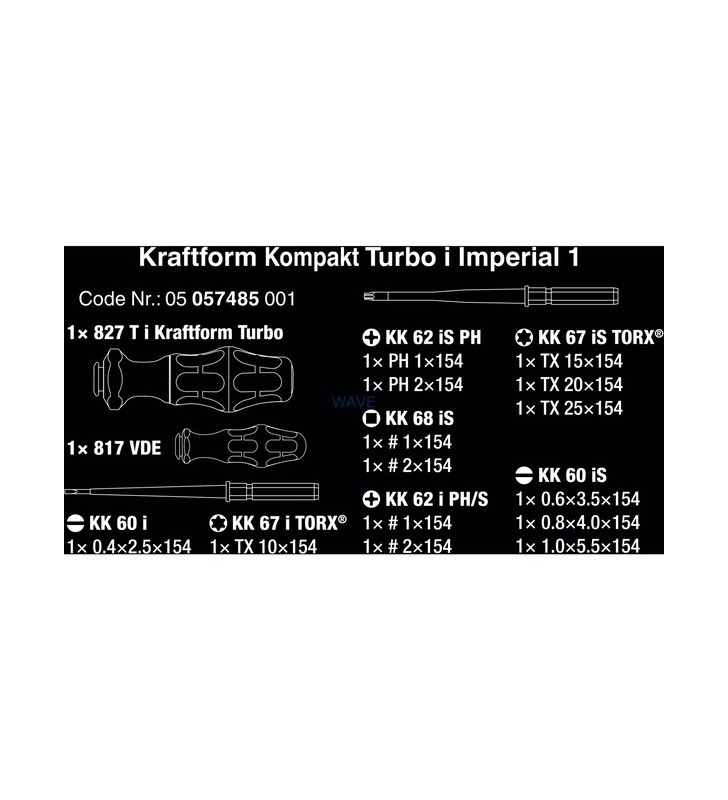 Surubelniță wera kraftform compact turbo i imperial 1(rosu/galben, 16 bucati)