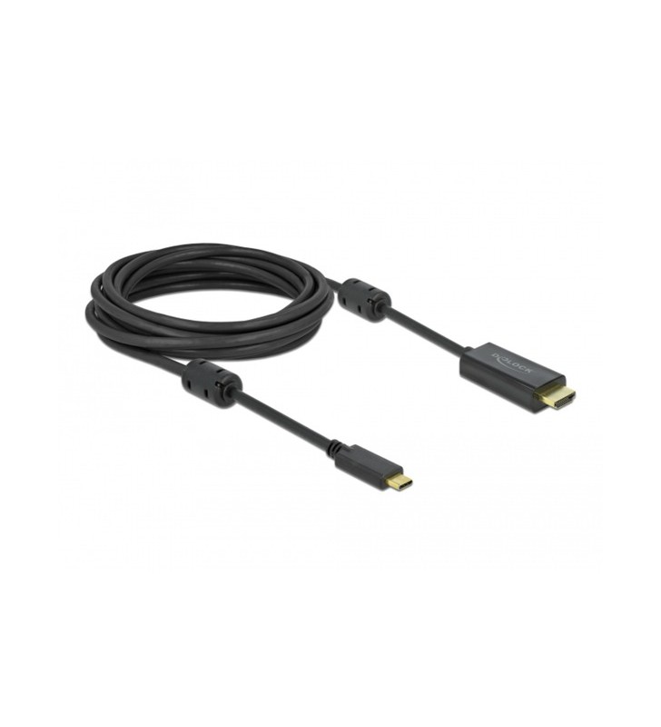 Cablu adaptor usb delock, mufa usb-c- mufa hdmi 4k (negru, 5 metri, cablu activ)