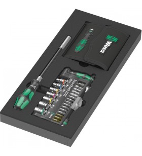 Set de scule wera 9750 kraftform compact și tool-check plus 1, 57 de piese (negru/verde, set cheie și biți, în tavă de spumă pentru cărucior de atelier)