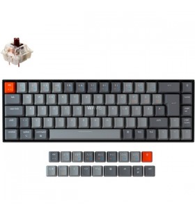 Keychron k6, tastatură pentru jocuri (negru/gri, aspect de, gateron brown, schimb la cald)
