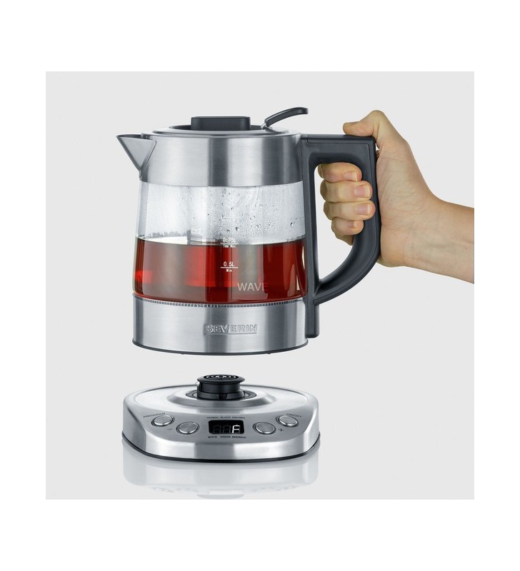 Severin ceai/ceainic deluxe mini wk 3473 (oțel inoxidabil (periat)/negru, 1,0 litru)