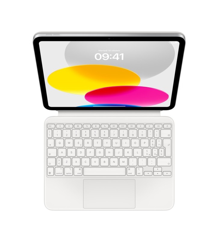 Apple magic keyboard folio pentru ipad (a 10-a generație), tastatură (alb, aspect it, mecanism foarfecă)