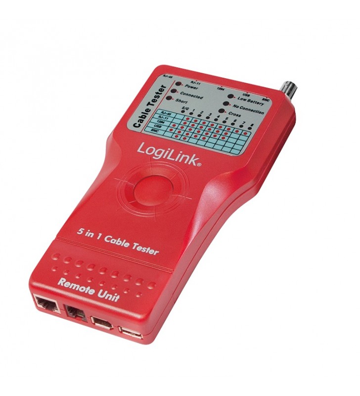 Tester cablu 5-in-1 (rj-11, rj-45, bnc, usb, ieee1394) logilink "wz0014"