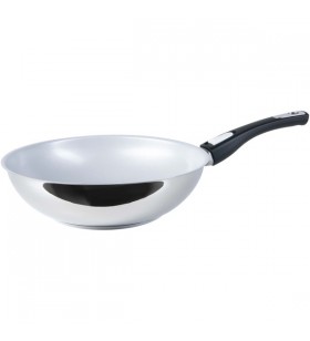 Tigaie wok cerafit steel ø 28cm (oțel inoxidabil/gri, cu mâner detașabil)