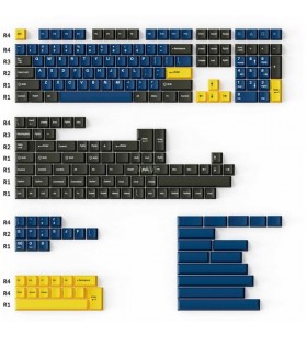 Keychron cherry profile double-shot pbt full keycap set - royal, keycap (albastru închis/galben auriu, 219 bucăți, aspect ansi și uk iso)