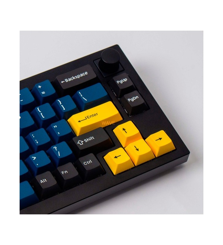 Keychron cherry profile double-shot pbt full keycap set - royal, keycap (albastru închis/galben auriu, 219 bucăți, aspect ansi și uk iso)