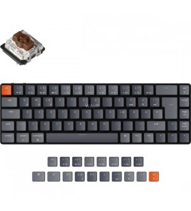 Keychron k7, tastatură pentru jocuri (negru/gri, aspect de, gateron low profile brown, cadru din aluminiu, rgb)