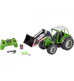 Tractor rc carson cu încărcător frontal (verde/negru, 1:16)