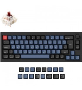 Buton keychron q2, tastatură pentru jocuri (negru/albastru, aspect de, gateron g pro maro, hot-swap, cadru din aluminiu, rgb)