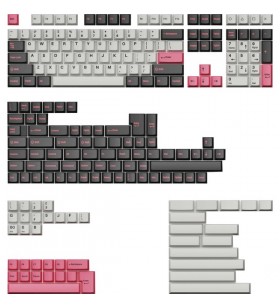 Keychron cherry profile double-shot pbt set complet de taste - dolch pink, tastatură (gri/roz, 219 bucăți, aspect ansi și uk iso)