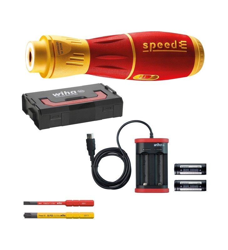 Surubelniță wiha e-șurubelniță speede ii electrică(roșu/galben, baterie 2x, în l-boxx mini)