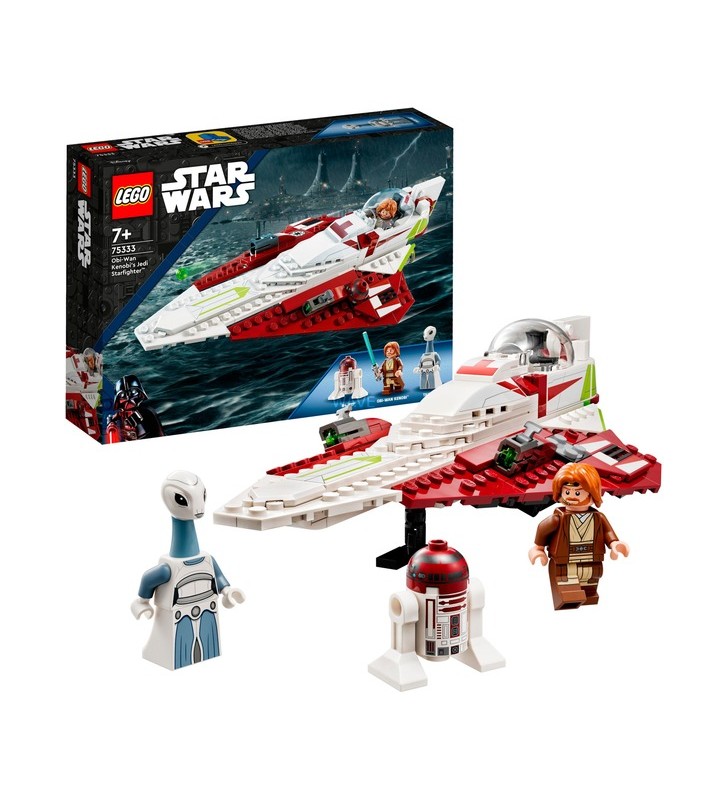 Jucărie de construcție lego 75333 star wars obi-wan kenobi jedi starfighter™ (set construibil cu taun we, figurină de droid și sabie laser, set atacul clonelor)