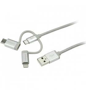 Startech.com ltcub1mgr cabluri usb 1 m 2.0 usb a micro-usb b argint