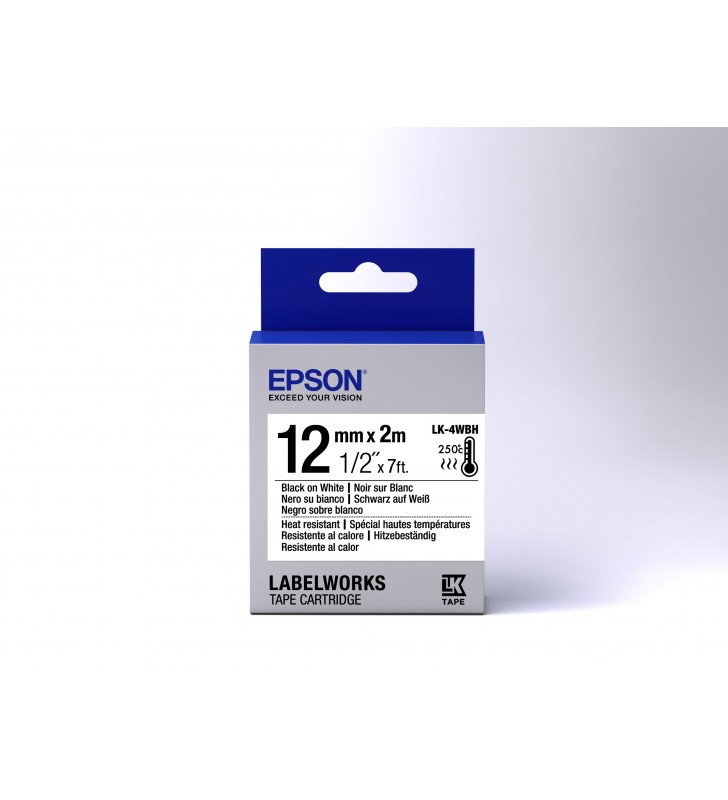 Epson label cartridge heat resistant lk-4wbh black/white 12mm (2m)