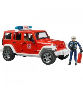 Bruder jeep wrangler unlimited rubicon camion de pompieri cu model de vehicul pompier (rosu alb)