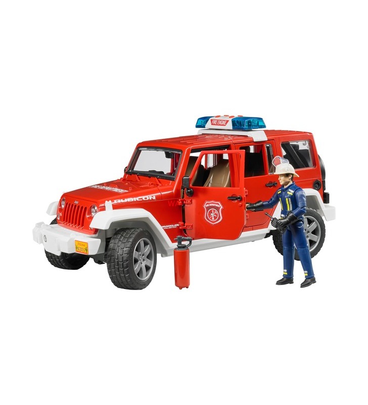Bruder jeep wrangler unlimited rubicon camion de pompieri cu model de vehicul pompier (rosu alb)