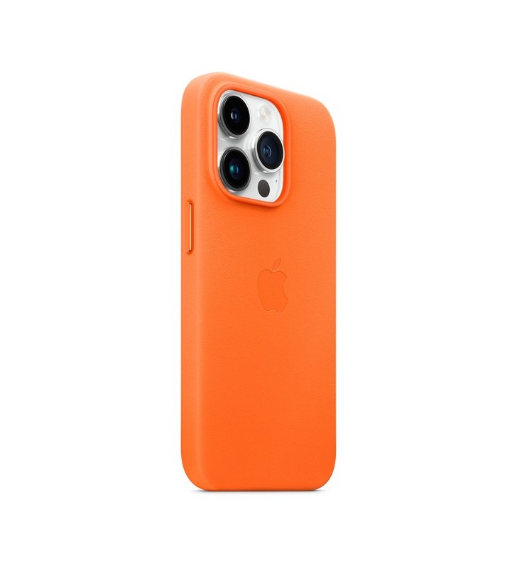Husă din piele apple cu magsafe, husă pentru telefon mobil (portocaliu, iphone 14 pro)