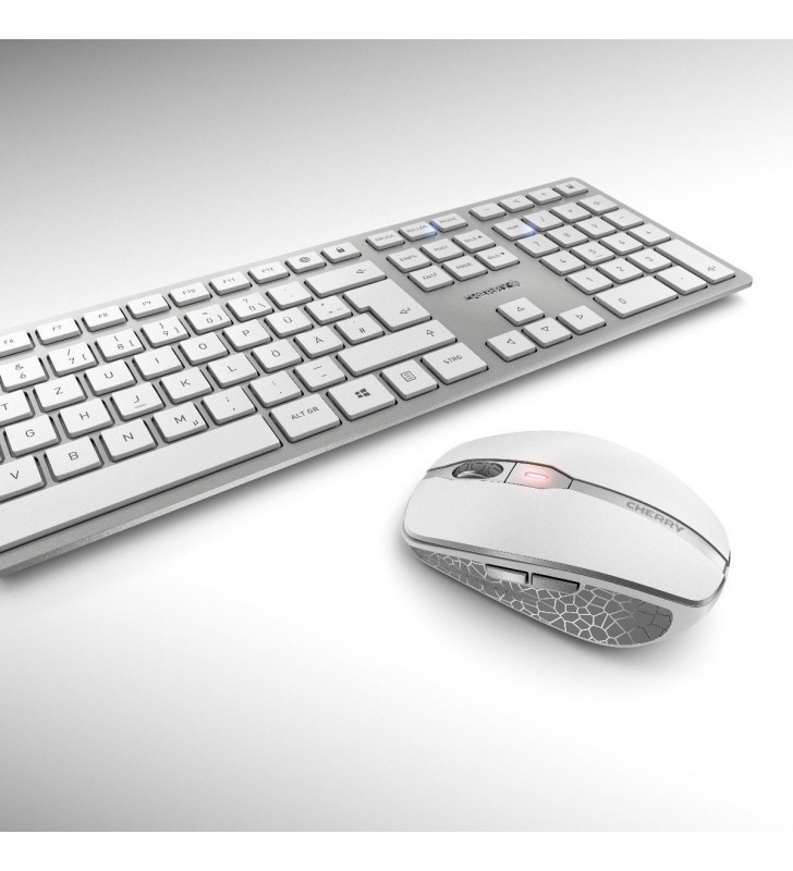 Cherry dw 9000 slim tastaturi rf wireless + bluetooth qwertz germană argint, alb