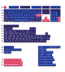 Keychron cherry profile double-shot pbt full keycap set - player, keycap (albastru/roz, 219 bucăți, aspect ansi și uk iso)