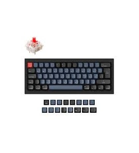 Buton keychron q2, tastatură pentru jocuri (negru/albastru, aspect de, gateron g pro red, hot swap, cadru de aluminiu, rgb)