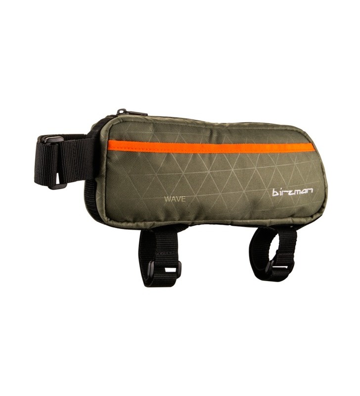 Birzman packman travel, coș/geantă pentru biciclete (verde măsline/portocaliu, sac top tub, 0,8 litri)