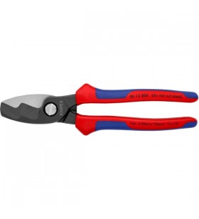 Foarfecă pentru cablu knipex cu muchie dublă 95 12 200, clește tăiat (rosu/albastru, lungime 200 mm, pentru cabluri cu si al)