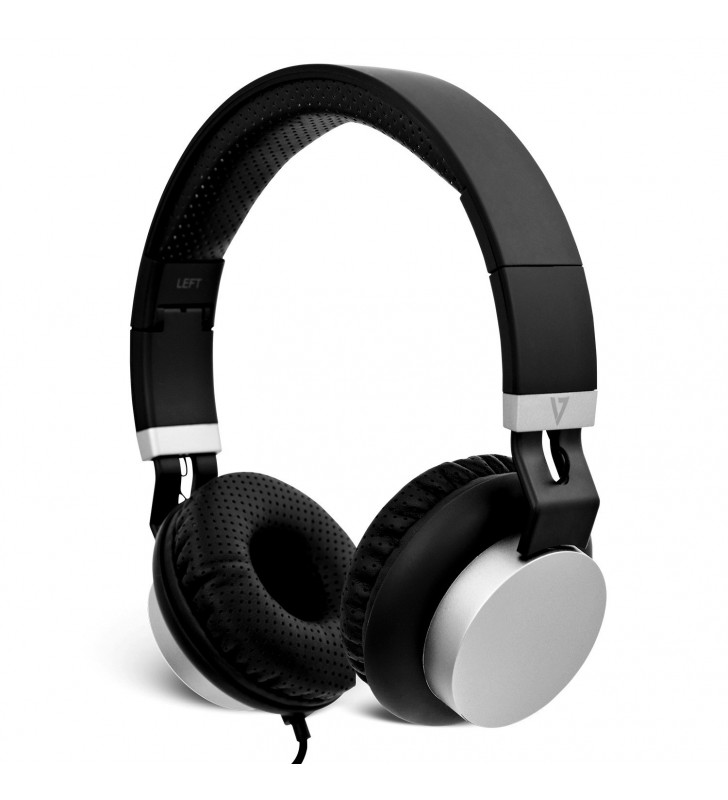 V7 ha601-3ep cască audio & cască cu microfon căști bandă de fixare pe cap negru, argint