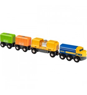 Tren de marfă brio cu trei vagoane, vehicul de jucărie