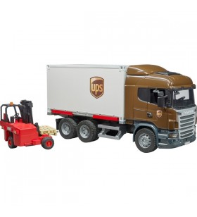 Bruder camion logistic ups seria scania r, model de vehicul (cu stivuitor transportabil)