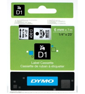 Dymo d1 standard - black on white - 6mm benzi pentru etichete negru pe alb